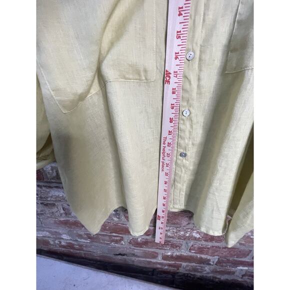 MAGASCHONI Butter Yellow Linen Button Down Shirt Size M Lagenlook Oversized - Picture 6 of 8